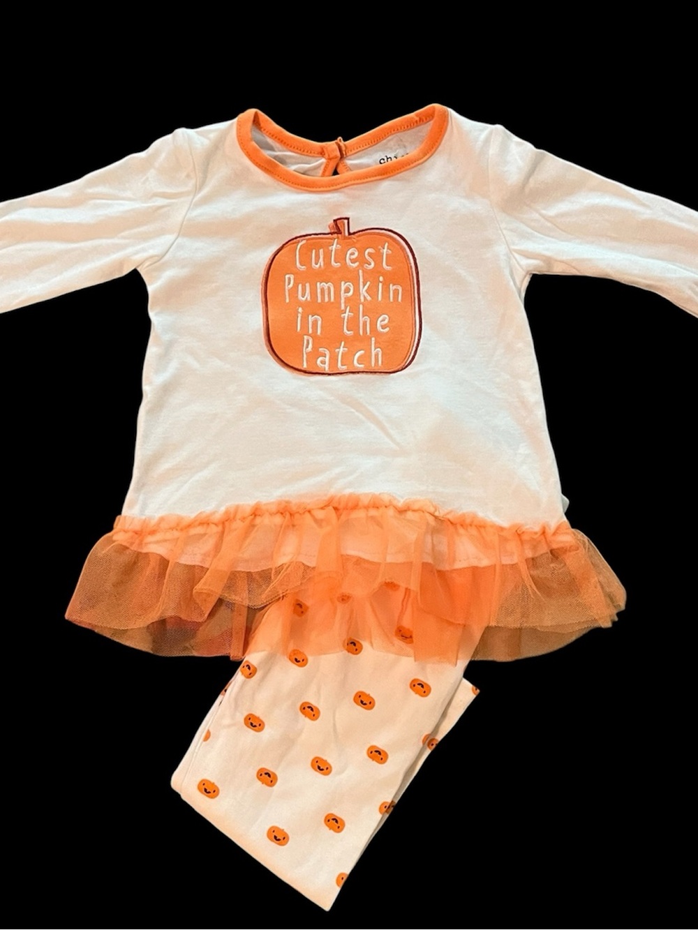 Halloween white and orange pumpkin themed two-piece set Halloween outfit Tutu 24